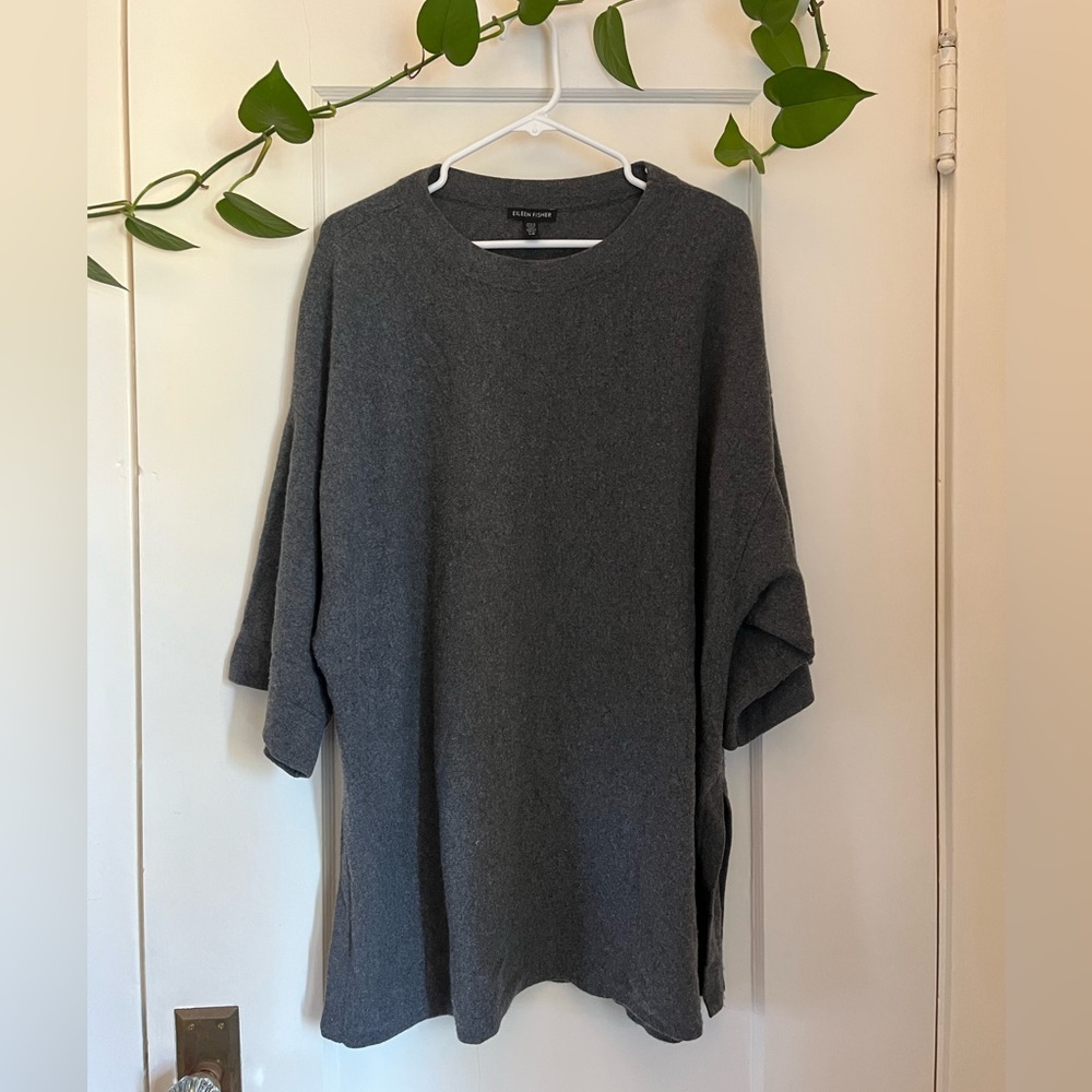 Eileen Fisher Kimono Sleeve Tunic Sweater — 100% Wool